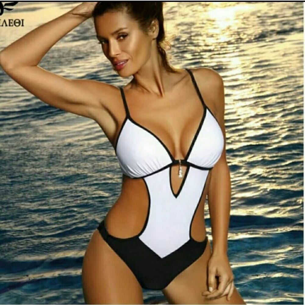 One Piece Swimsuit Women Swimwear Deep V Monokini 2026